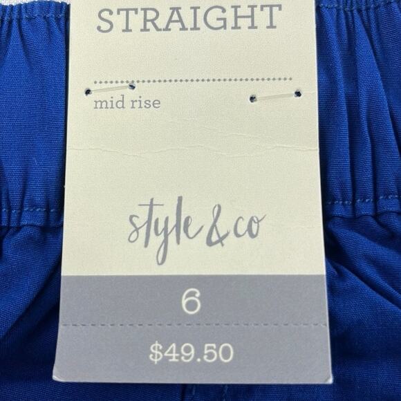 Style & Co Modern Cargo Straight Mid-Rise Blue Pants Size 6 - Picture 4 of 7
